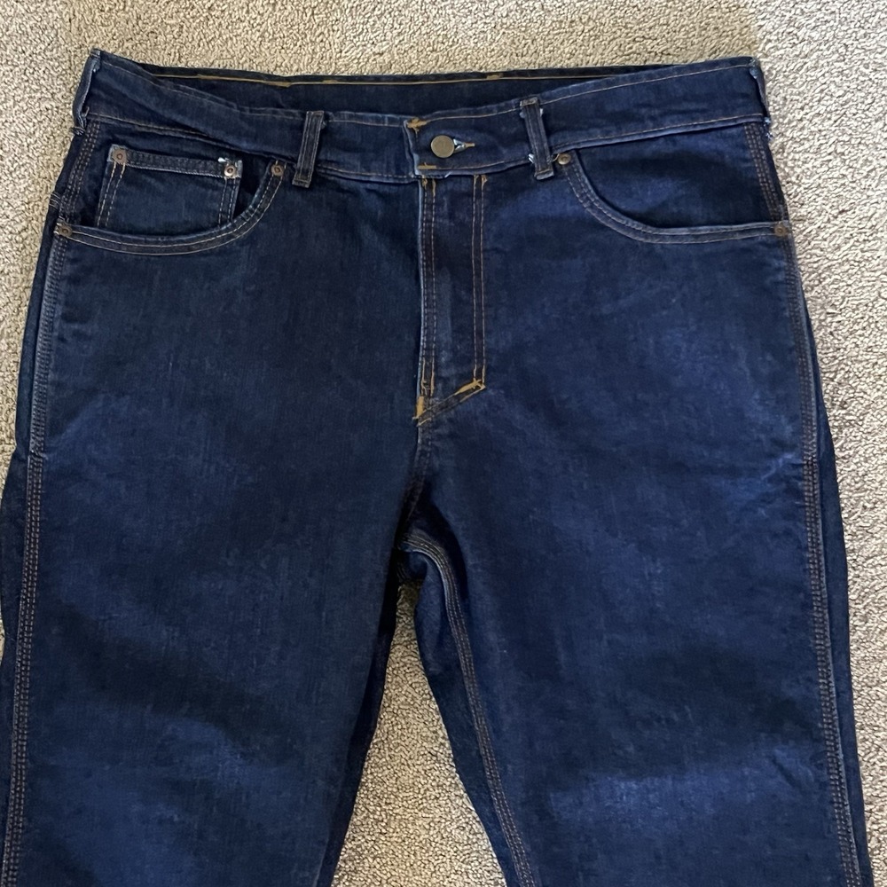 Origin Maine Factory Jeans Mens 36 Dark Wash Straight Workwear Stretch Denim USA - Picture 8 of 10